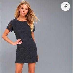 Lulus “Love You For Eternity Navy Blue Lace Shift Dress”